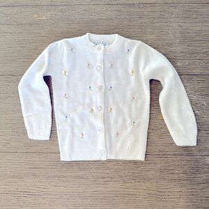 Vintage Imperial hand decorated white cardigan with floral embroidery 12-18m